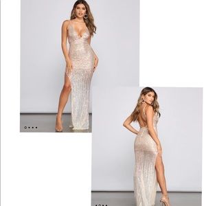 Katharina Formal High Slit Sequin Dress NWOT